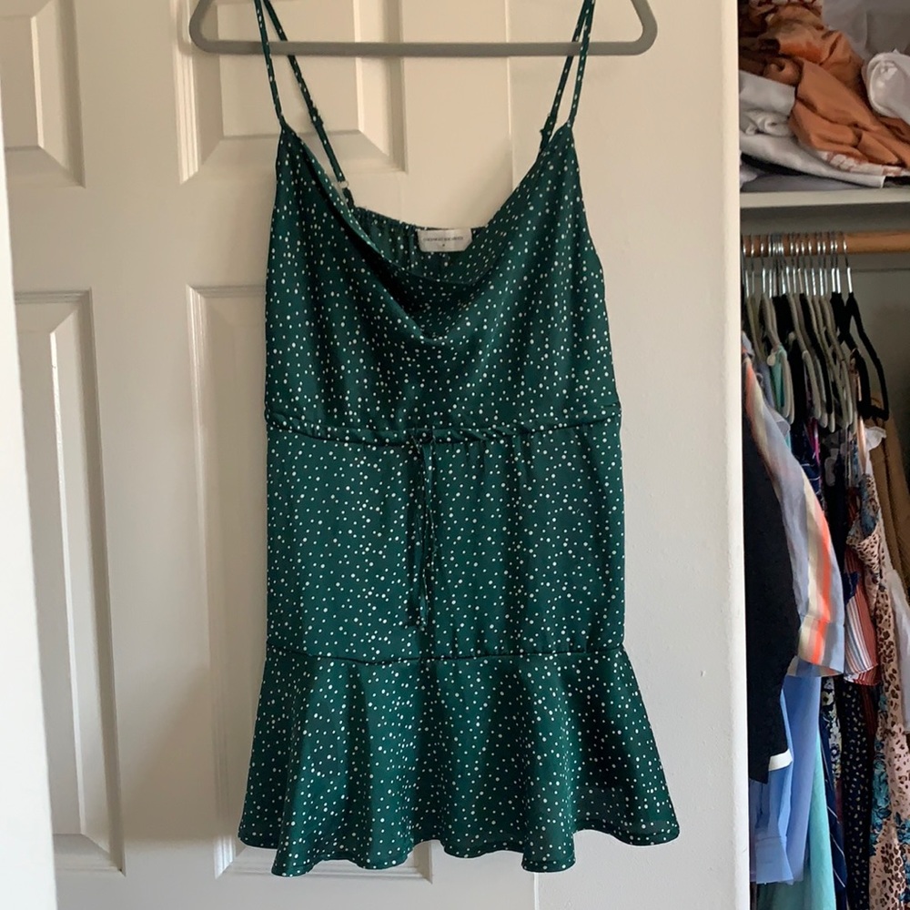 Green polka dot dress